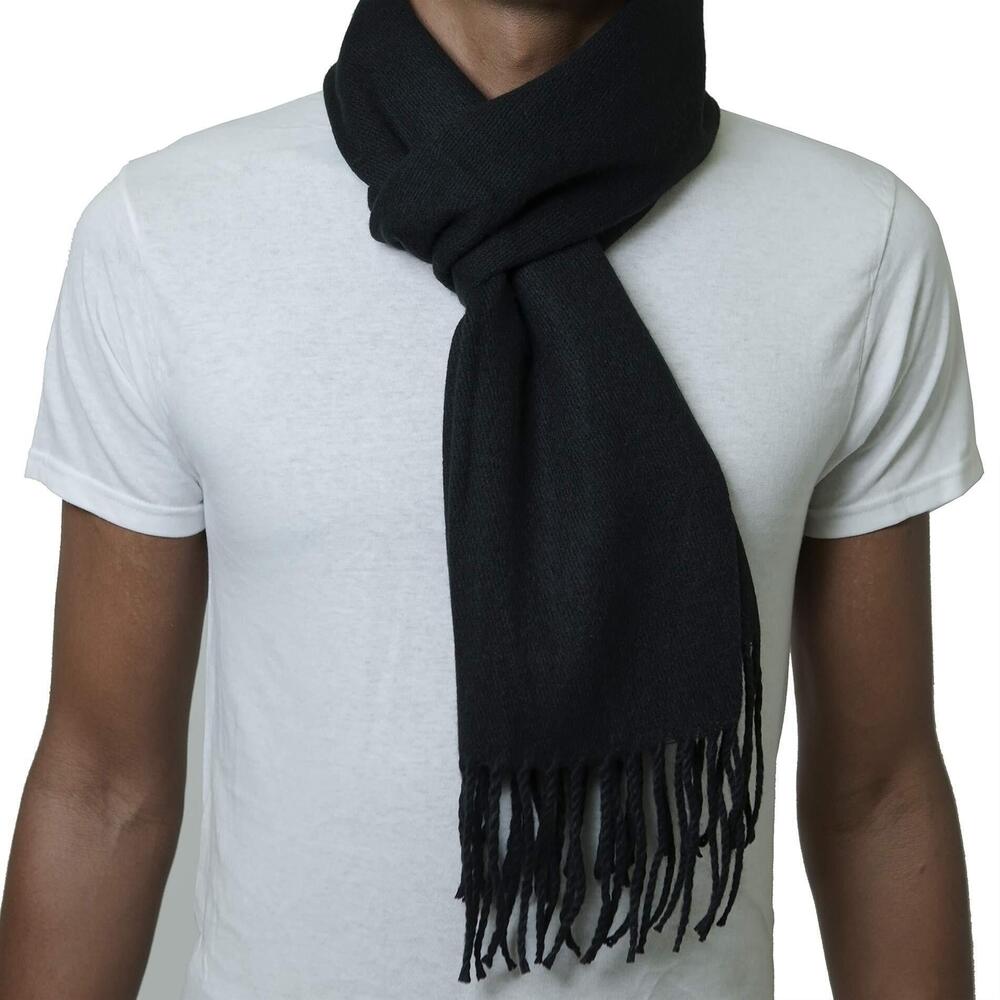 3186 Plaid Scarf Soft Winter Scarves Unisex,Solid Black,One Size